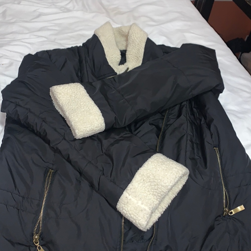 Black coat with fur collar